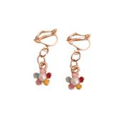 Coloured Flower Pearl Centre Clip On Earrings image