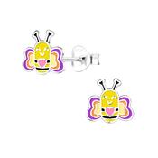 Coloured Sterling Silver Bee Earrings image