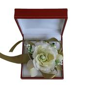Cream And Green Flower Pearl Centre Wrist Corsage image