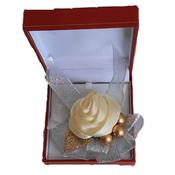 Cream Silk Rosebud With Silver Ribbon Wrist Corsage image
