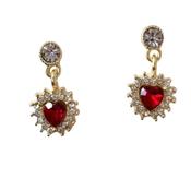 Diamante Clip on Earrings With A Red Stone Drop image