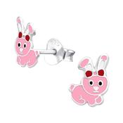 Fun Pink Rabbit Sterling Silver Childrens Earrings image