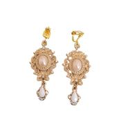 Gold Chandelier Pearl Drop Clip On Earrings image
