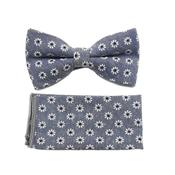 Grey With Daisy Flowers Matching Bow Tie Set image
