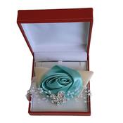 Mint Green Silk Rose With Ribbon And Lace Decoration Wrist Corsage image