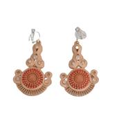 Orange Vintage Design Gold Clip On Earrings image