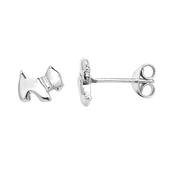 Plain Sterling Silver Standing Dog Earrings image