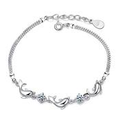 Rhodium Plated Girls CZ Dolphin Bracelet image