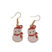 Snowman Diamante Hat Christmas Earrings image