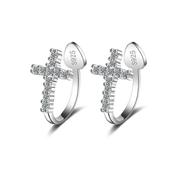 Squeeze Close Cubic Zirconia Cross Earrings image