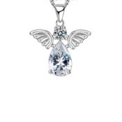 Sterling Silver Wing Cubic Zirconia Body Angel Pendant image