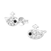 Sterling Silver Cubic Zirconial Whale Earrings image