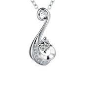 Sterling Silver Cut Away Swirl Pattern Cubic Zirconia Necklace image