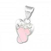 Sterling Silver Pink Ballerina Shoes Pendant Necklace image