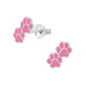 Sterling Silver Pink Double Paw Print Earrings image