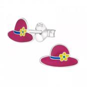 Sterling Silver Pink Flower Hat Earrings image