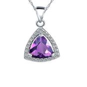 Sterling Silver Purple Cubic Zirconia Edged Triangle Pendant image