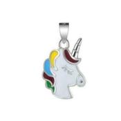 Sterling Silver Unicorn Pendant With Coloured Enamel image