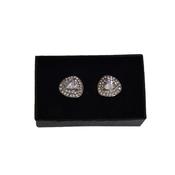White Coloured Crystal Triangle Shaped Diamante Cufflinks image