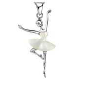 White Enamel Dancing Lady Ballerina Pendant image