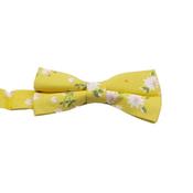 Yellow Bow Tie With A Green Floral Pattern image
