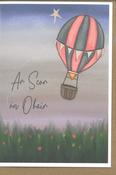 Ar Scor ón Obair – hot air balloon – A6 greeting card