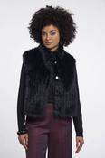 Dava Black Faux Fur Gilet