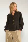 Nuamia Black Coffee Polka Dot Blazer | Sixty Three Boutique