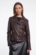 Ludwig Coffee Leather Biker Jacket image