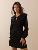 Black Oversized Collar Cord Hannah Mini Dress image