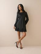 Black Lace Trim Satin Kamari Mini Dress image