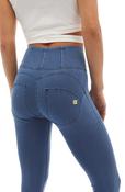 Light Denim High-Rise Full-Length Pants with Blue Stitch image