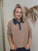 Taupe Denim Ruffle Collar Knit image