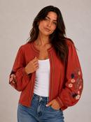 Lila Rust Embroidered Cardi