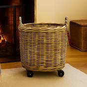 Large Round Kubu Wicker Basket With Wheels