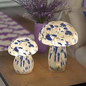 Blue &amp; White GlassArt Mushroom  -  Large