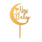 New Baby- Golden Moon- Cake Topper image