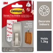 Command Medium Brushed Nickel Hook – 1.3kg