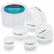 KitchenCraft Double-Edged Plastic Biscuit/Pastry Cutters (Set of 7) - White image