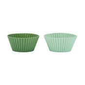 KitchenCraft 12 Reusable Silicone Cupcake Cases, Light and Dark Green