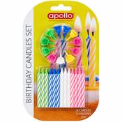 Apollo Birthday Candle Set – 24 Candles &amp; 12 Holders