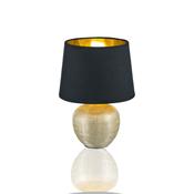 LUXOR Gold Table Lamp – Black &amp; Gold Shade, Ceramic Base, 26cm