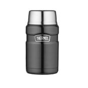 Thermos 710 ml King Stainless Steel Hot/Cold Vacuum Insulated Food Flask with Spoon, Gun Metal