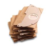 Kärcher Original Paper Filter Bags KFI 222: 5 pieces, 2-play, custom-fit for Kärcher Wet and Dry Vacuum Cleaners WD 2, WD 2.200,WD 2.550, WD 2 *EU-I, Brown image