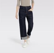BAGGY STRAIGHT JEAN WITH TURNED UP HEM - DARK BLUE image
