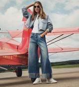 SUPER WIDE JEAN, WITH DEEP TURN-UP  - 99% cotton 1% spandex - DENIM