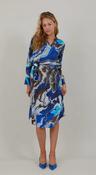 BROWN/BLUE FLOW PRINT DRESSS image