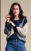 RED BUTTON ARGYLE SWEATER - INDIGO image