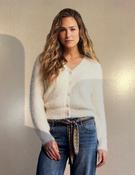RED BUTTON CARDIGAN FUZZY - CREAM image