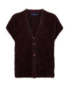 RED BUTTON SLEEVELESS FUZZY - BURGUNDY